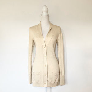 J Crew S cashmere blend creme long cardigan